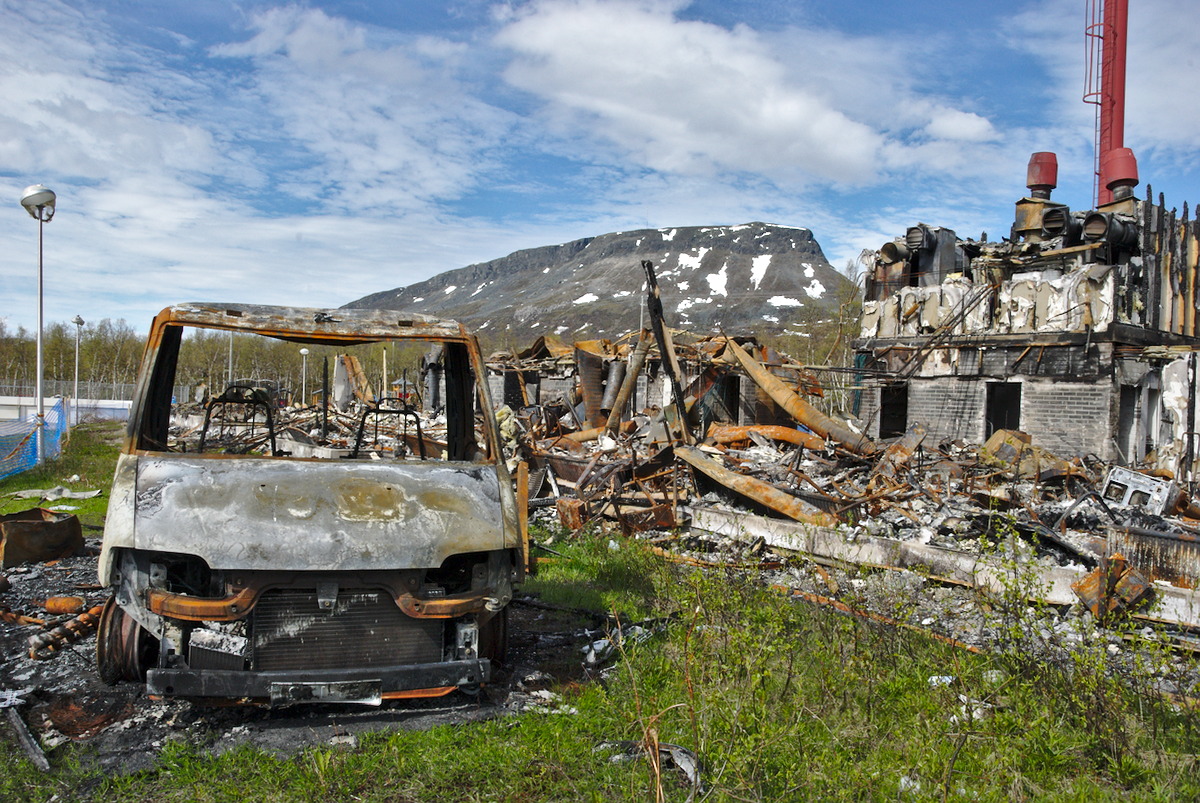 ruins burned out camper and burned down building