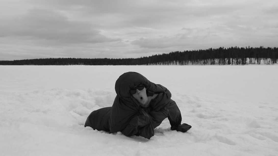 customised person crawling out of ice hole